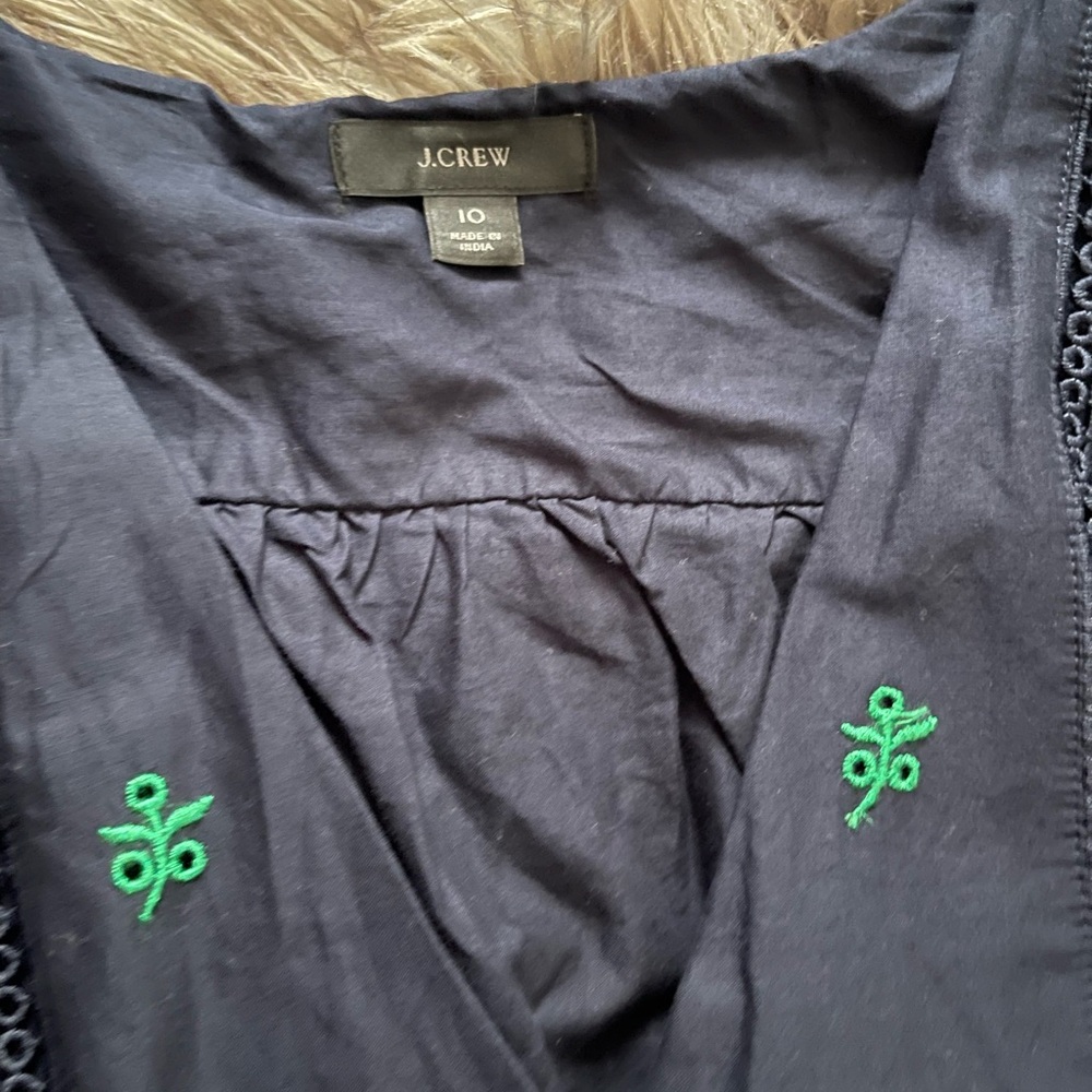 J. Crew Navy Maxi Dress with Green Embroidery - Picture 4 of 4